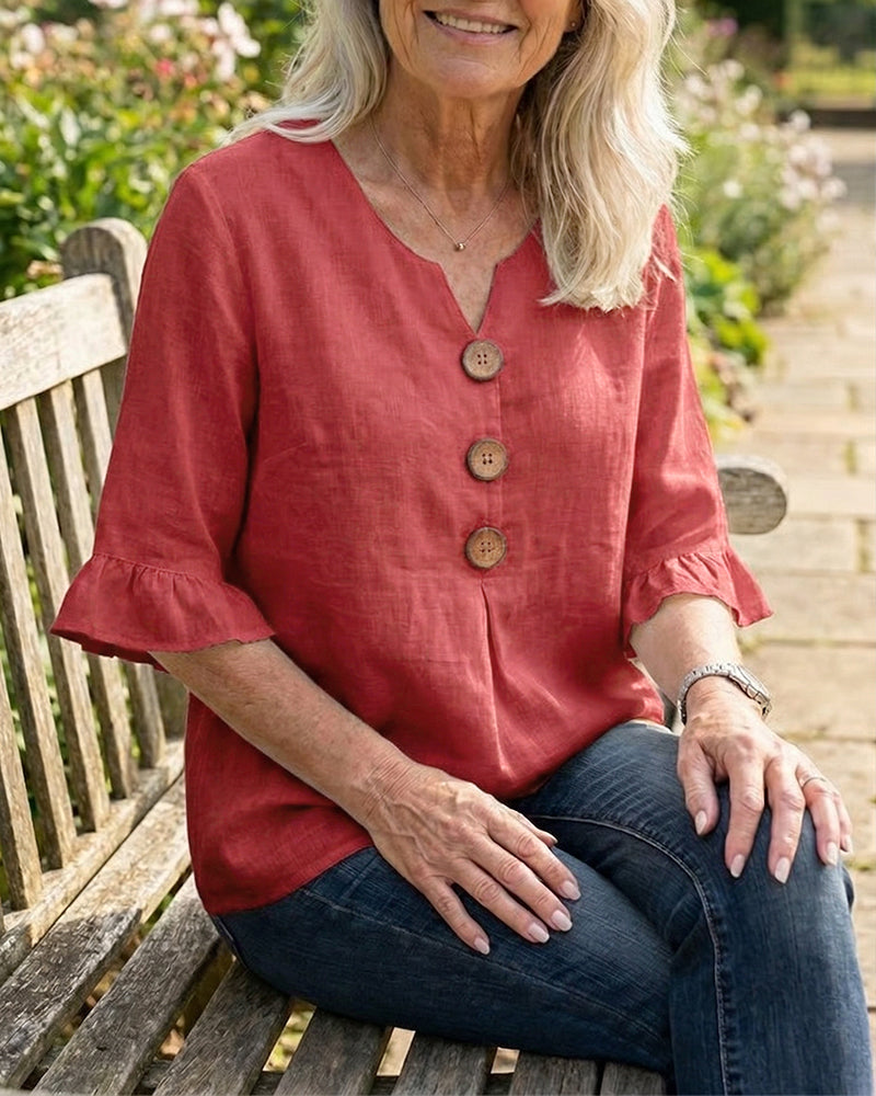 Sophia | Solid Button Blouse