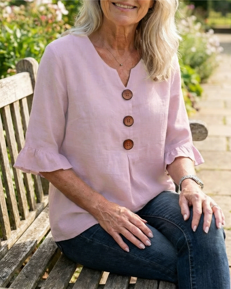 Sophia | Solid Button Blouse