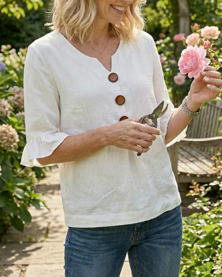 Sophia | Solid Button Blouse