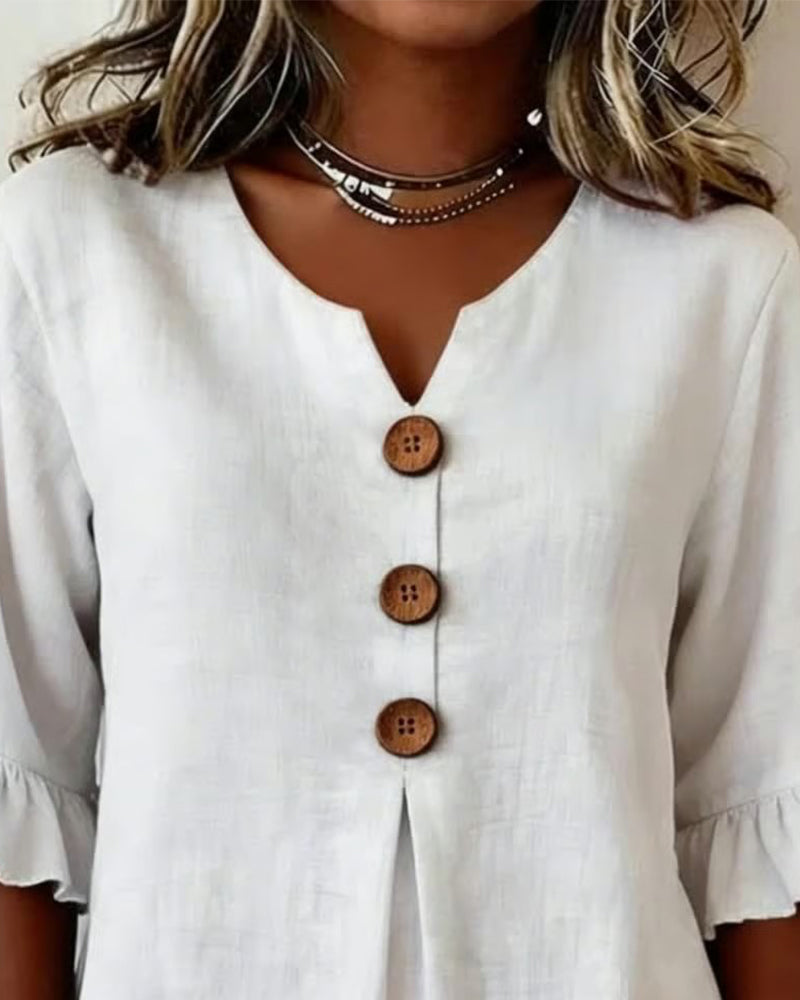 Sophia | Solid Button Blouse