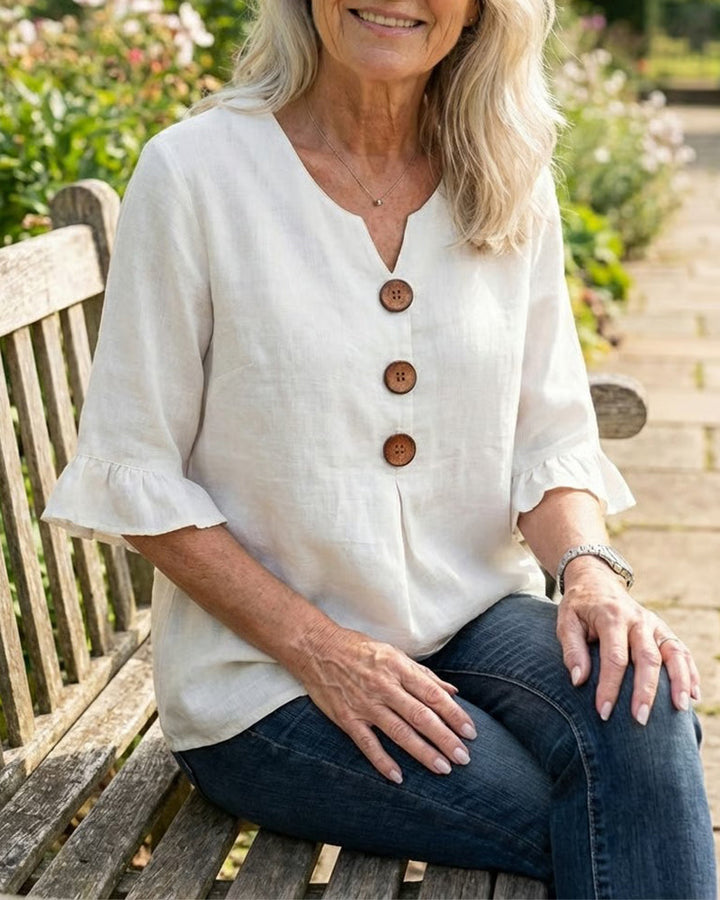 Sophia | Solid Button Blouse