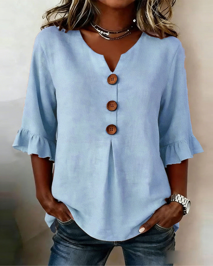 Sophia | Solid Button Blouse