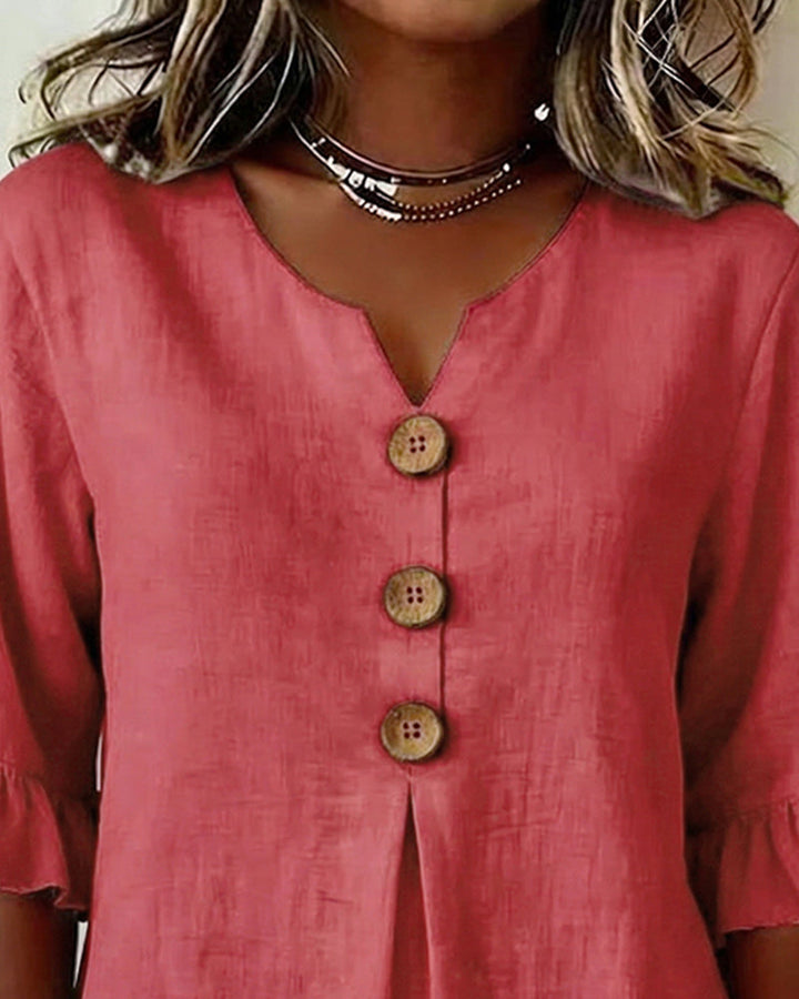 Sophia | Solid Button Blouse