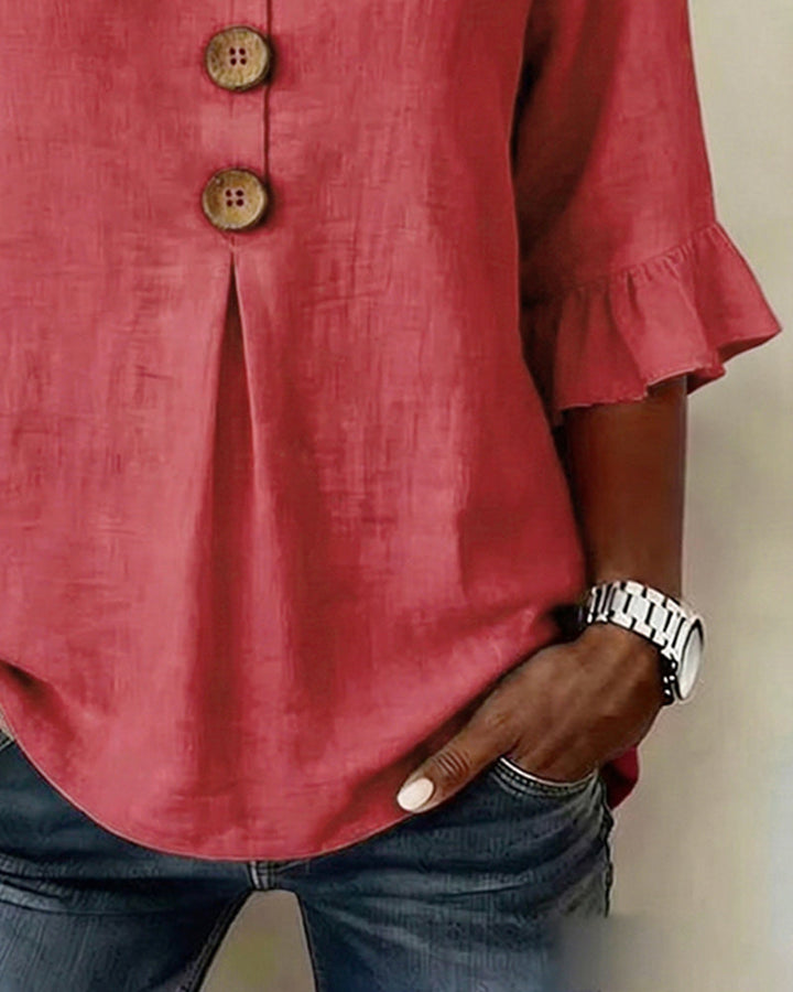 Sophia | Solid Button Blouse