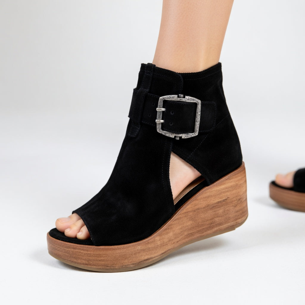 Orélisse™ — Open-toe wedge ankle boots, modern style