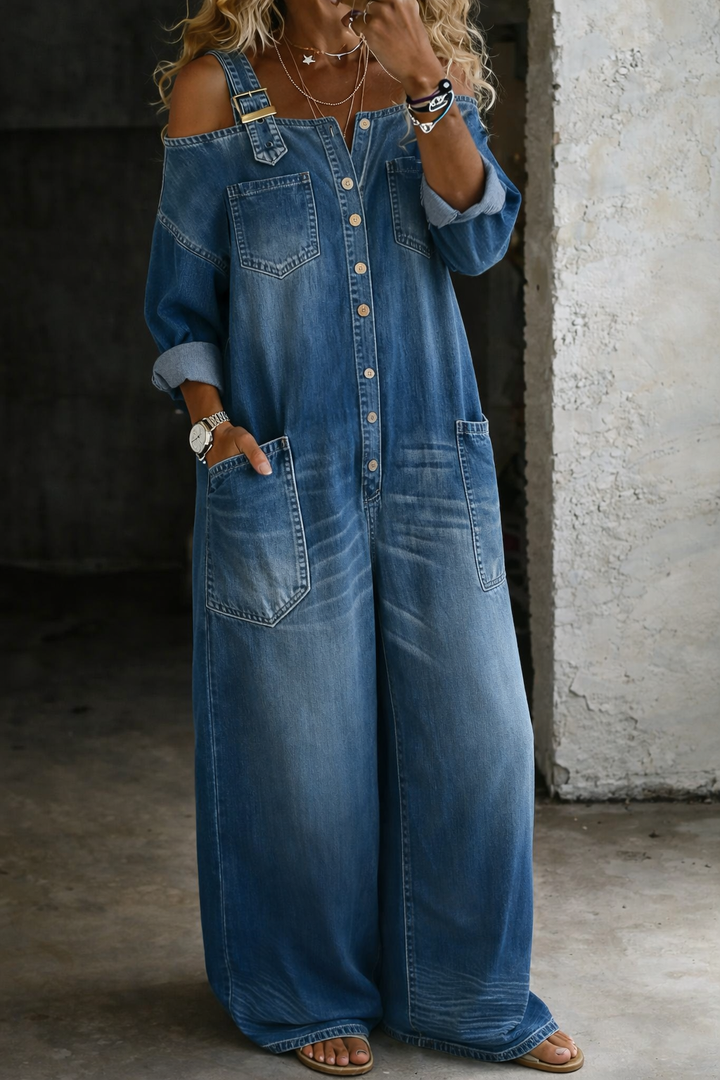 Sophia™ Off-Shoulder Denim Jumpsuit