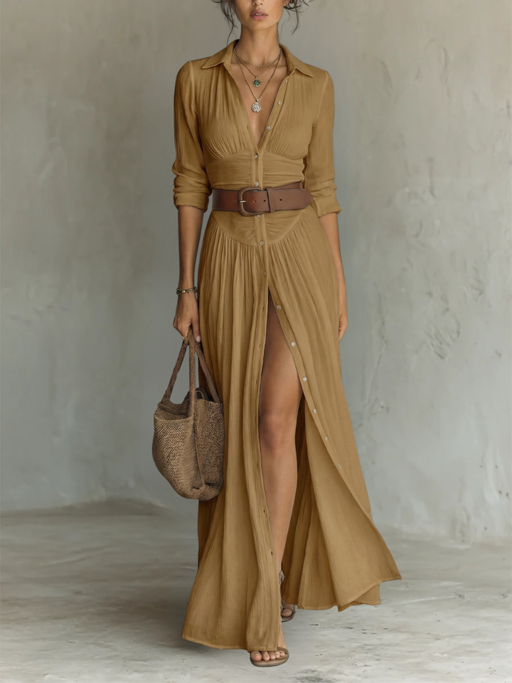 Long Sleeve Collared Maxi Dress