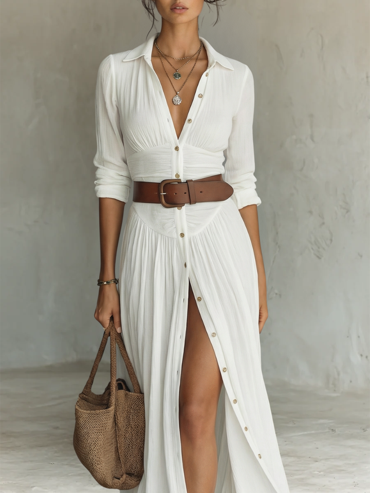 Long Sleeve Collared Maxi Dress