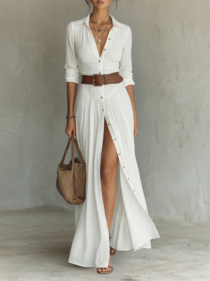 Long Sleeve Collared Maxi Dress