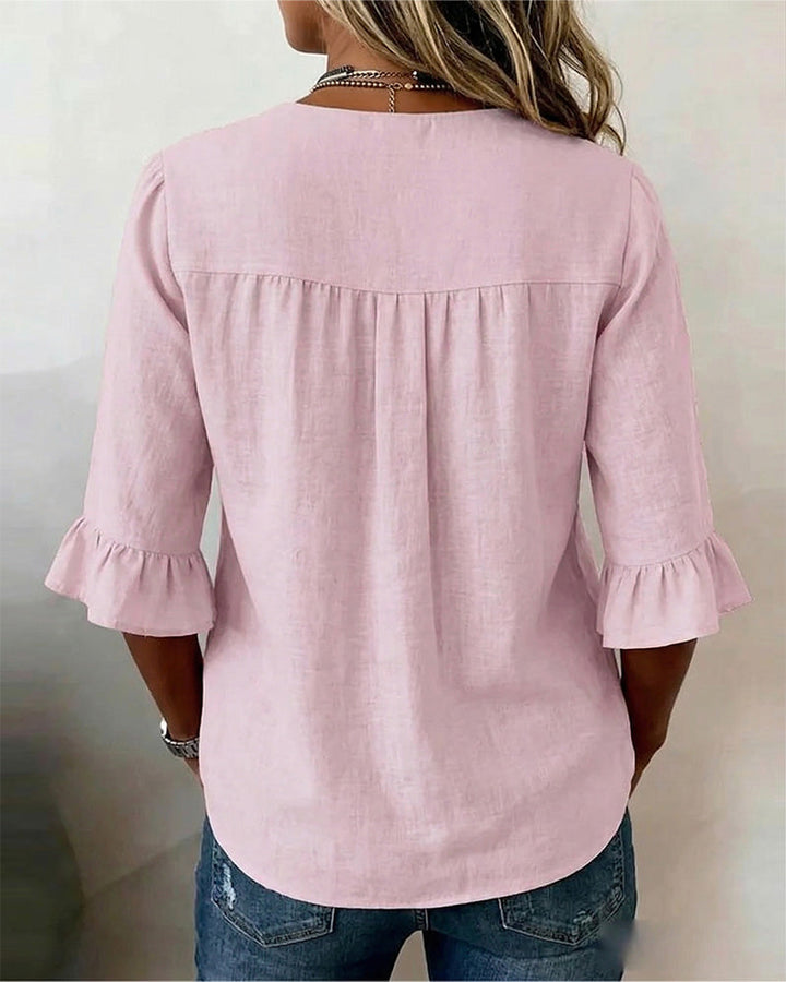 Sophia | Solid Button Blouse