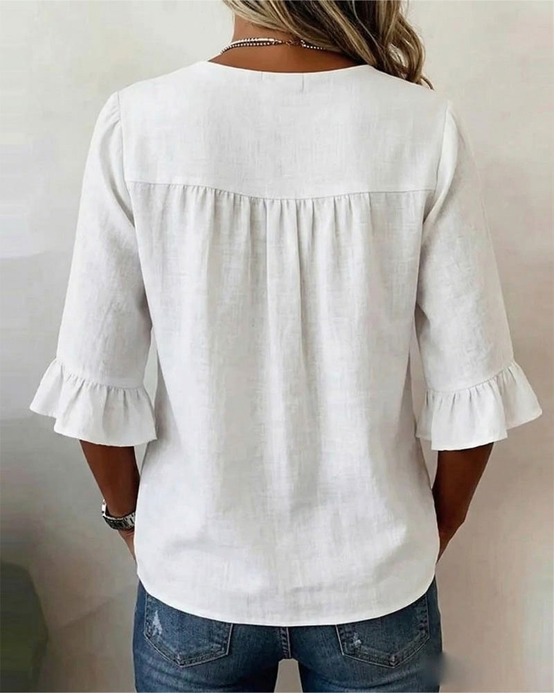 Sophia | Solid Button Blouse