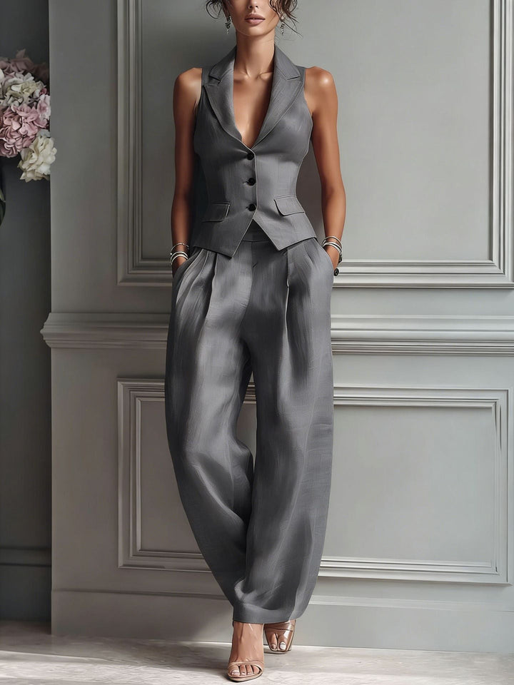 Button V-Neck Co-Ord Set