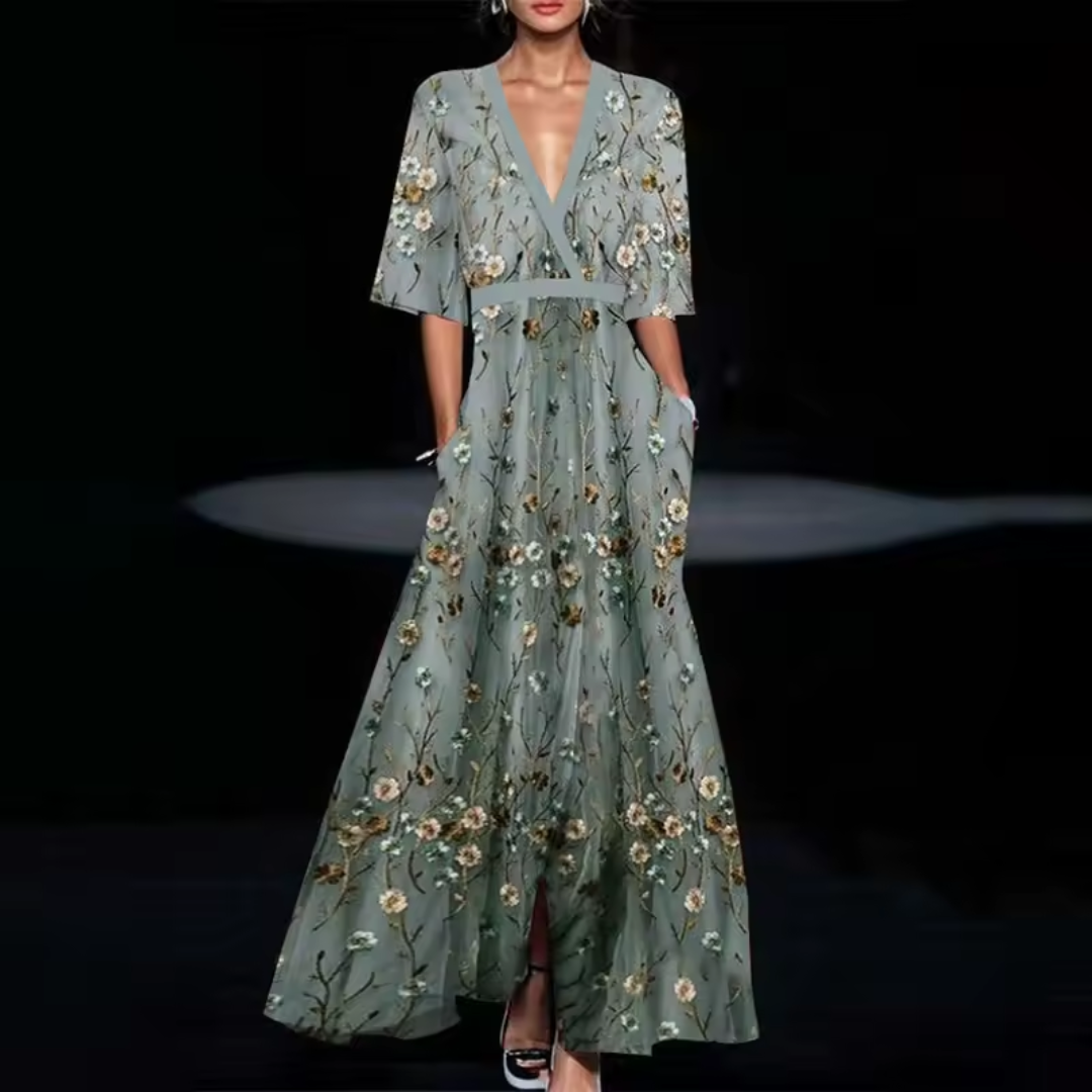 Michelle™ - Elegant Floral Wrap Dress