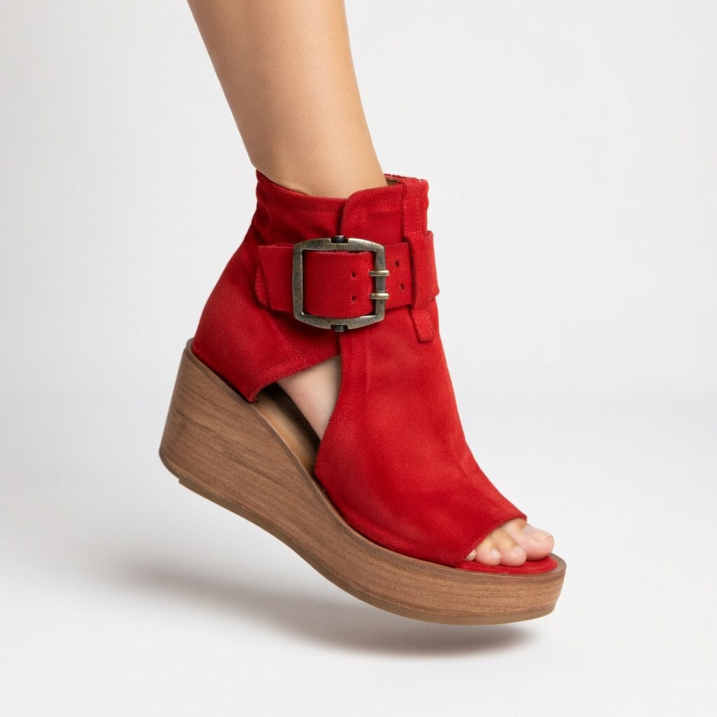 Orélisse™ — Open-toe wedge ankle boots, modern style