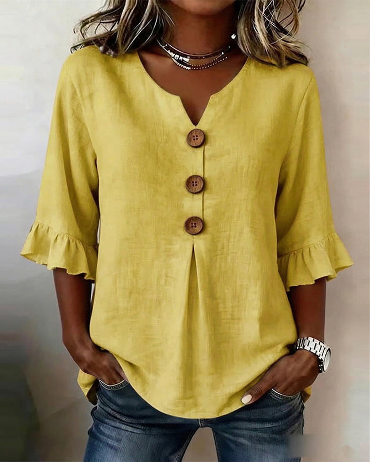 Sophia | Solid Button Blouse