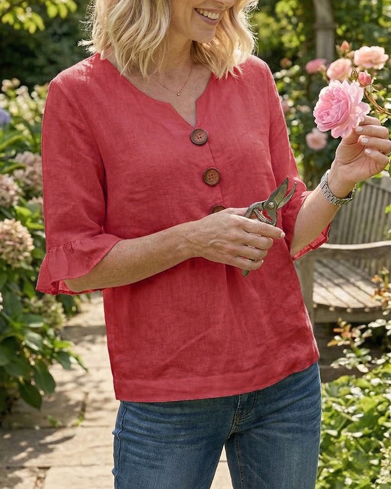 Sophia | Solid Button Blouse