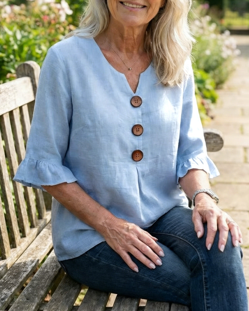 Sophia | Solid Button Blouse