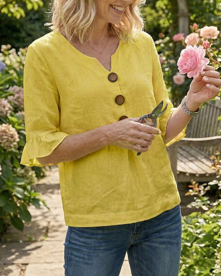 Sophia | Solid Button Blouse
