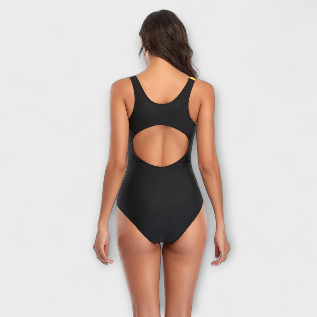 Sporty one-piece swimsuit with a back cut-out