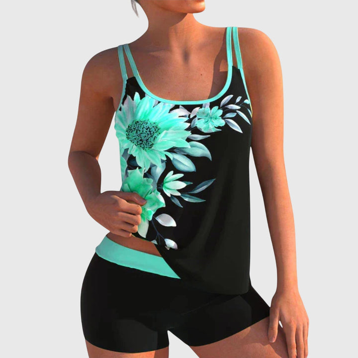 Flor – Floral tankini with shorts, tummy-flattening effect