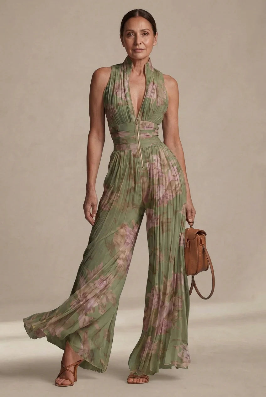 Lucia | Pleated Chiffon Jumpsuit