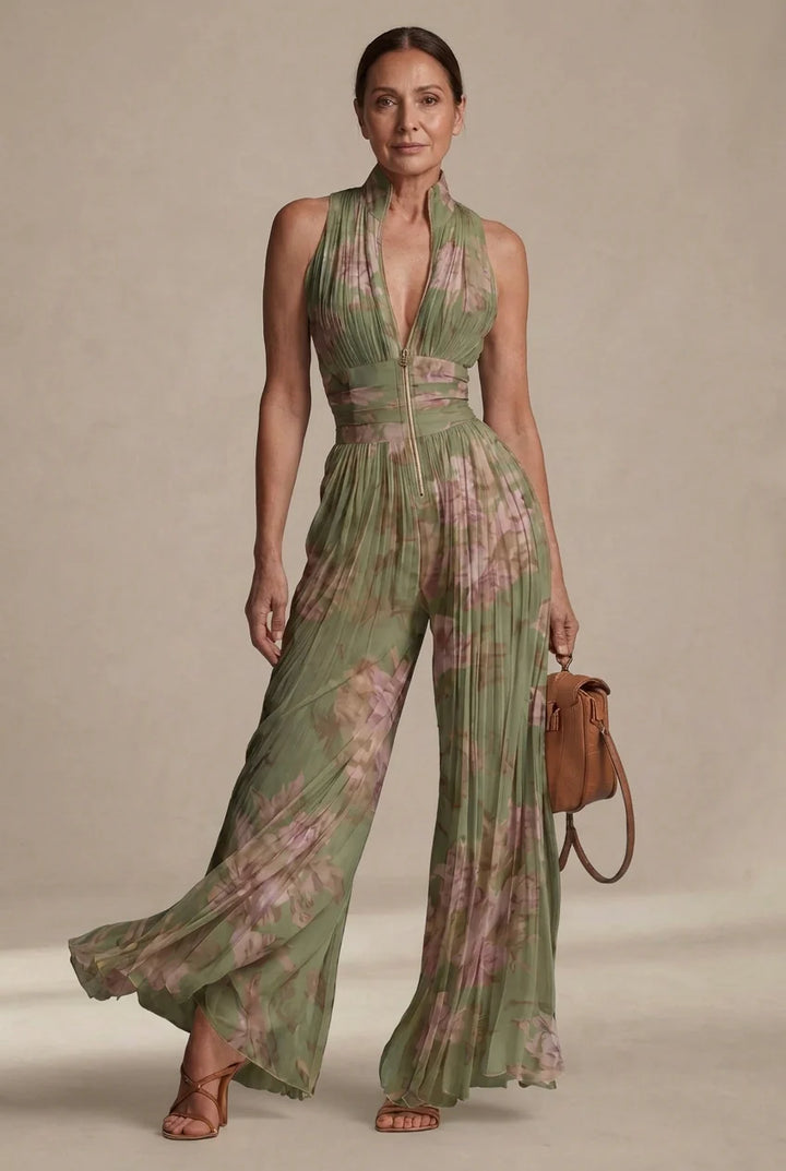 Lucia | Pleated Chiffon Jumpsuit