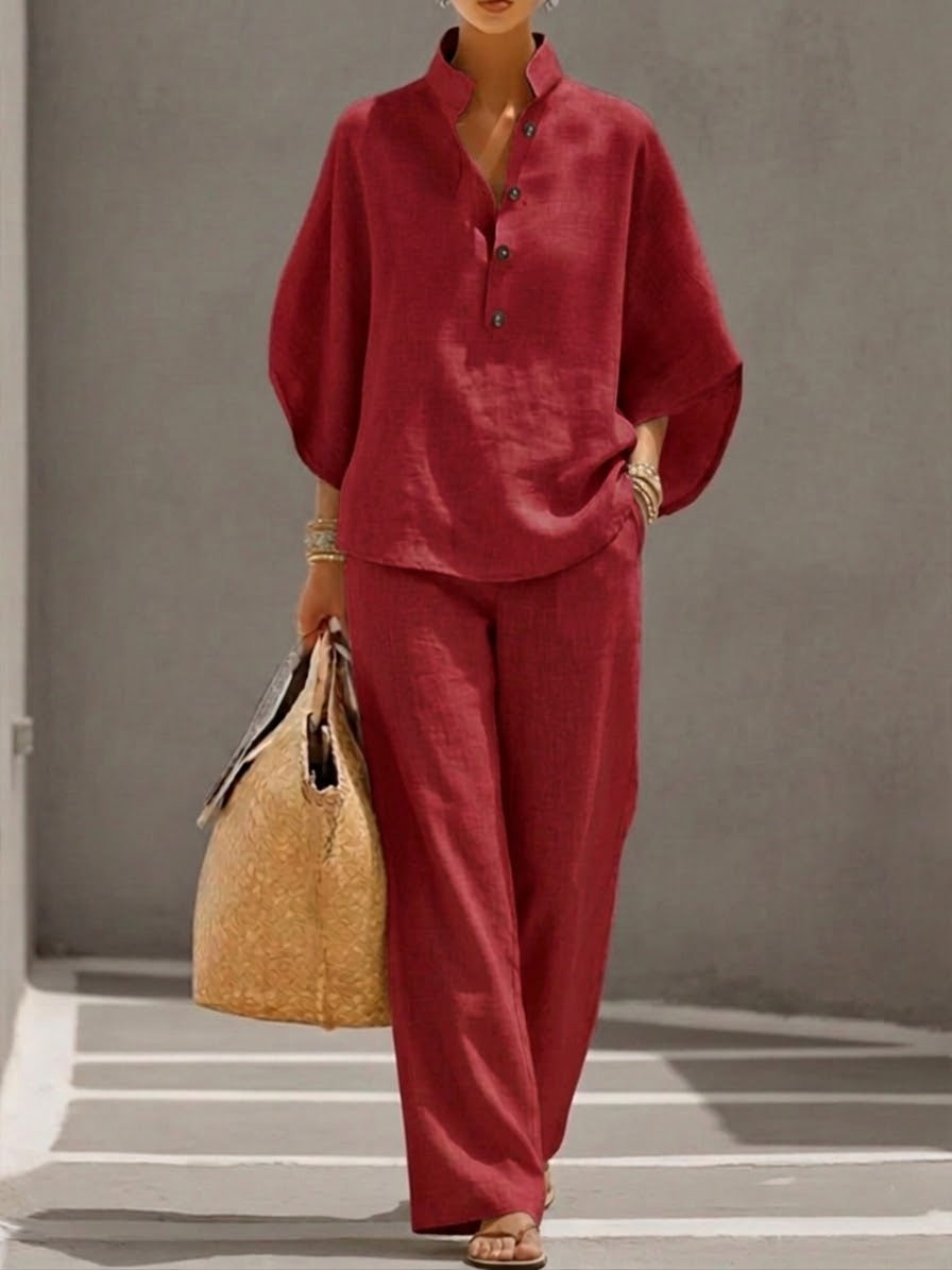 Mariel | Batwing Sleeve Top & Wide-Leg Trouser Set
