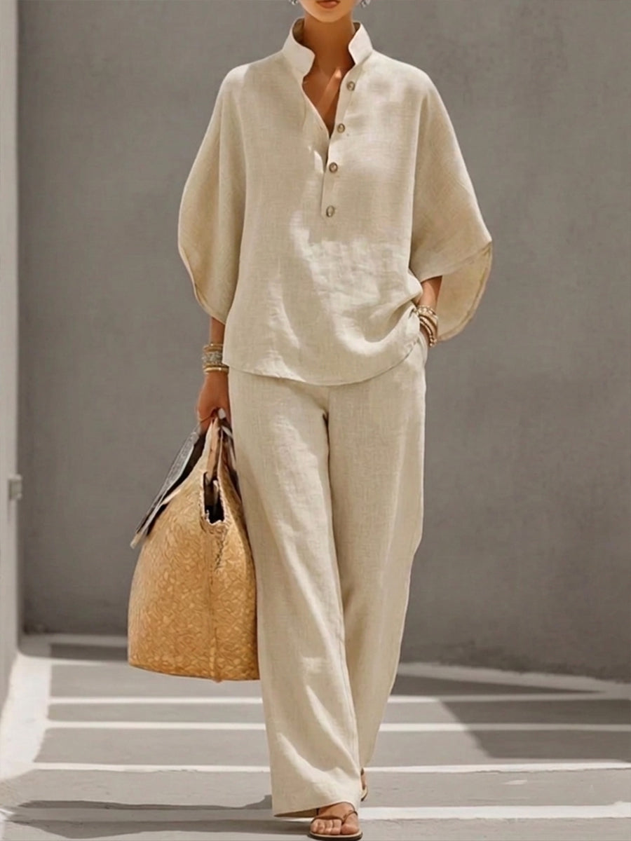 Mariel | Batwing Sleeve Top & Wide-Leg Trouser Set