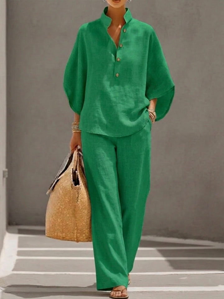 Mariel | Batwing Sleeve Top & Wide-Leg Trouser Set